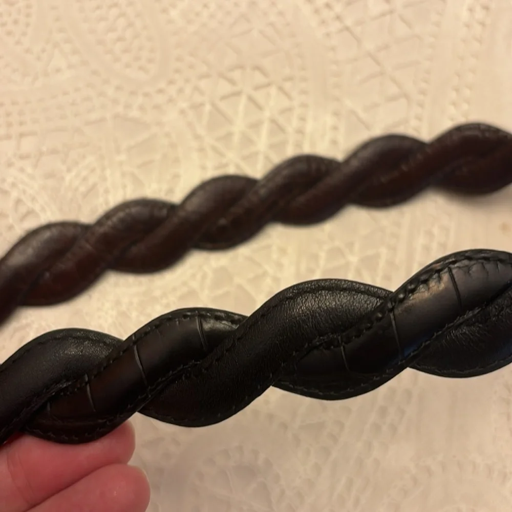 Brighton Braided Reversible Black Brown Silver-tone Embellishments 39.5” (B40169